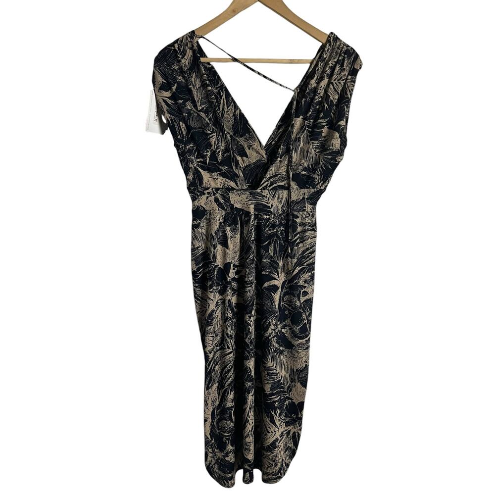 Veronica M Deep V Tunnel Dress Navy Floral Sleeveless Midi Dress Sz M - Picture 7 of 9